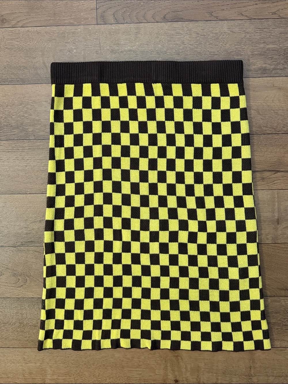 Fashion Brand Company Size XL/XXL Brown & Yellow  Skirt Checkered Print Sexy Lux